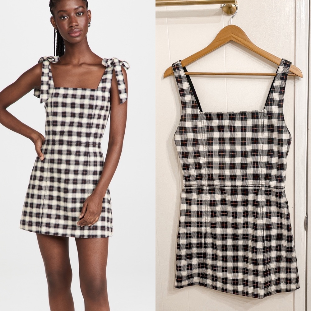 Alice + Olivia Black and White Plaid Mini Dress